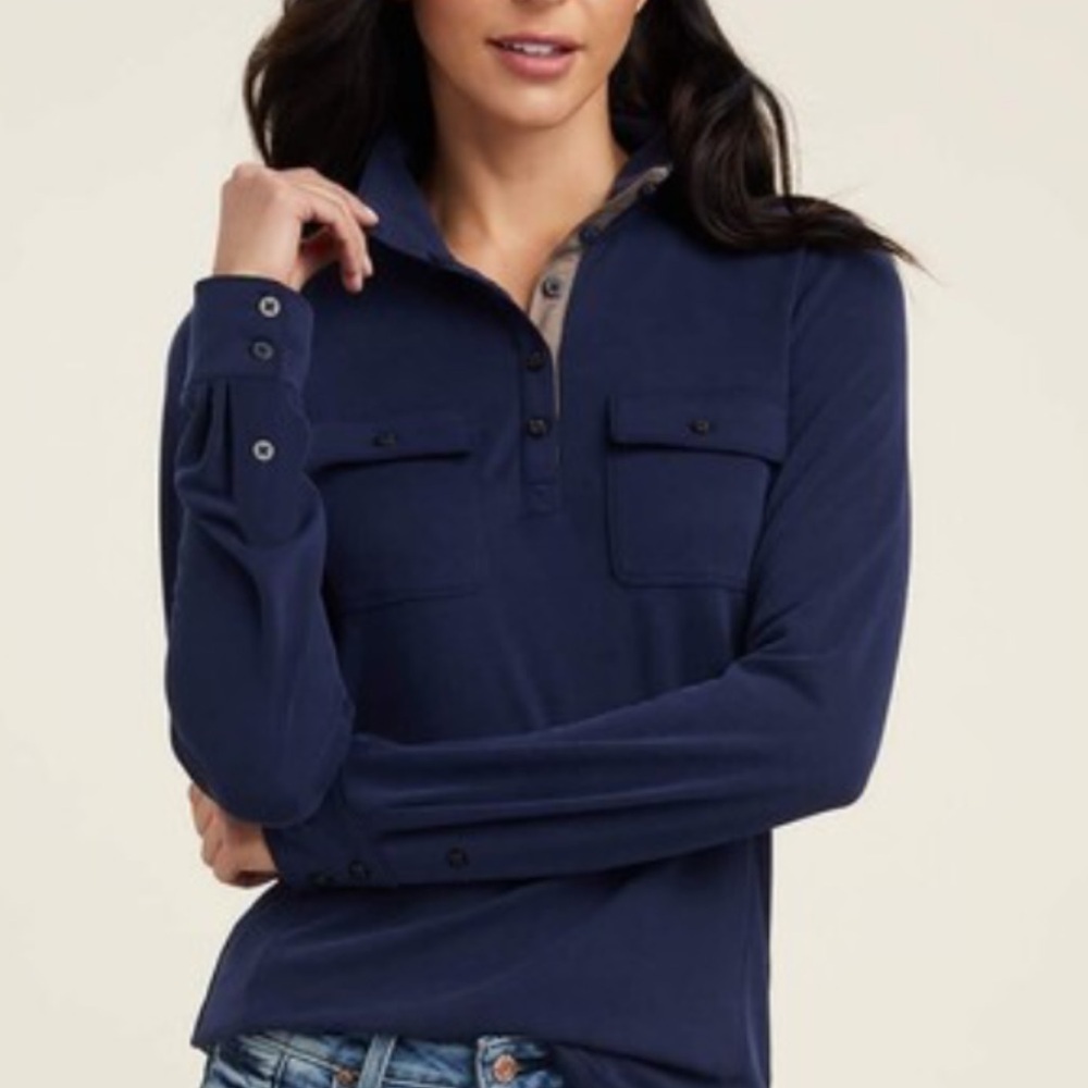Long tall Sally size small blue button up blouse
